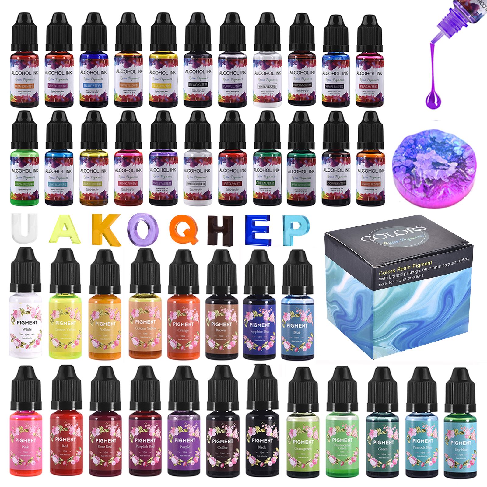 Silicone Epoxy Resin Molds Set - 1 مجموعة الراتنج الصباغ عدة الفن