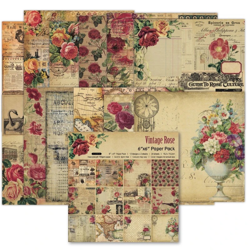 سجل القصاصات الوسادة متنوعة نم - مراجعة Vintage Junk Journal Scrapbooking Paper وسعره