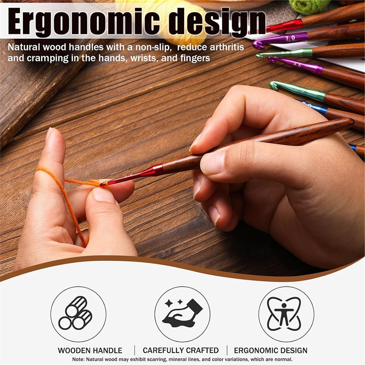 مجموعة خطافات كروشيه جديدة لعا - مراجعة Wooden Crochet Hooks Ergonomic Handle وسعره