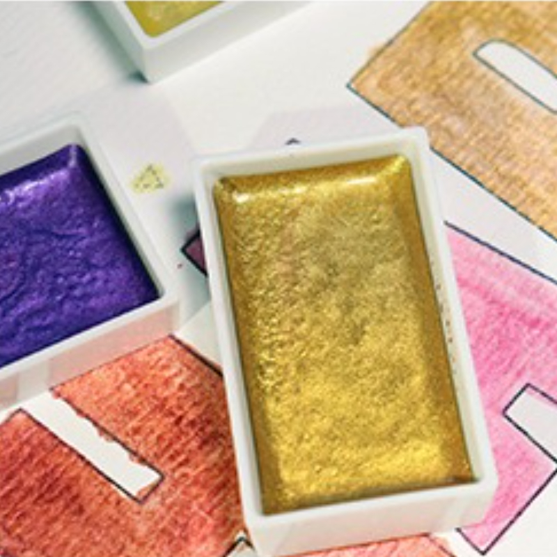 مجموعة ألوان مائية لؤلؤية معدن - مراجعة Watercolor Paint Set Solid Pigment وسعره