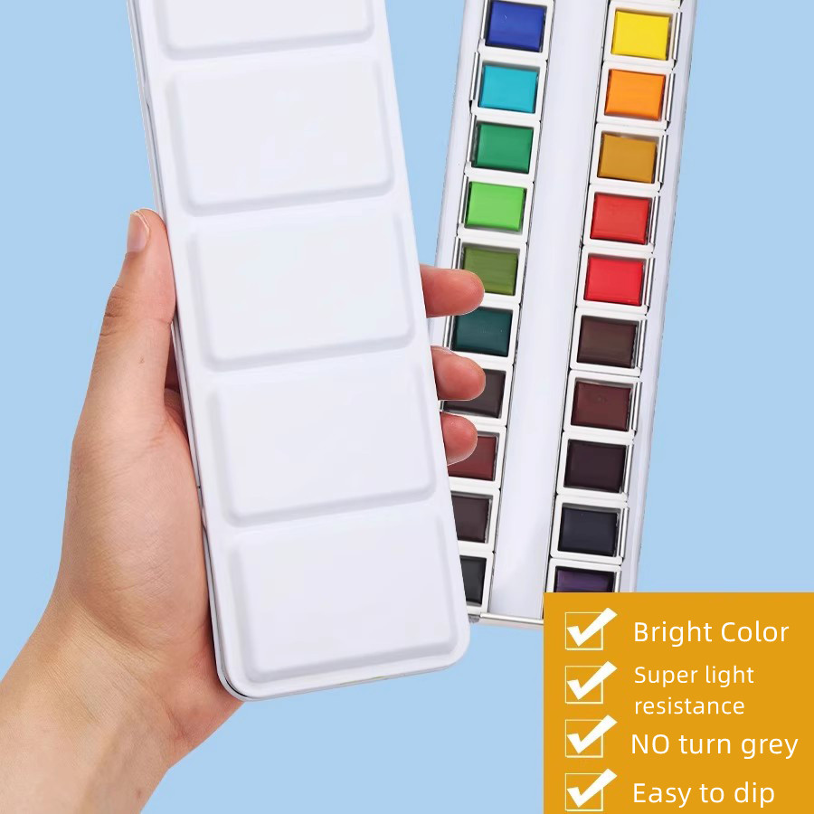 مجموعة دهانات مائية صلبة من Yo - مراجعة Watercolor Paint Set Solid Pigment وسعره